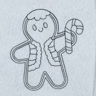Gingerbread Man With Candy Cane Line Art