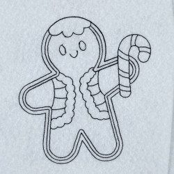 Gingerbread Man With Candy Cane Line Art