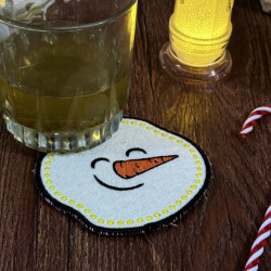 Snowman Face ITH Applique Coaster