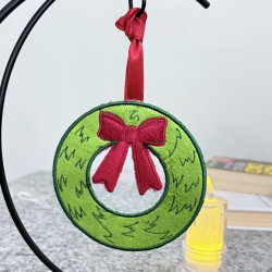 Christmas Wreath ITH Bow Coaster