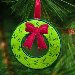 Christmas Wreath ITH Bow Coaster