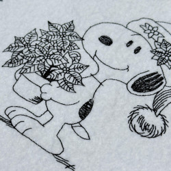 Santa Dog With Poinsettias Line Art