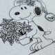 Santa Dog With Poinsettias Line Art