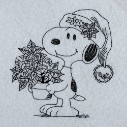 Santa Dog With Poinsettias Line Art