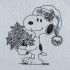 Santa Dog With Poinsettias Line Art