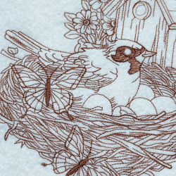 Mother Bird With Nest Line Art