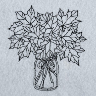 Mason Jar With Autumn Leaves Line Art