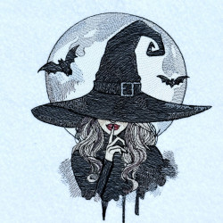 Spooky Witch Face With Full Moon