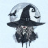 Spooky Witch Face With Full Moon