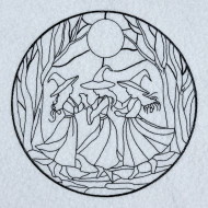 Dancing Witches Line Art