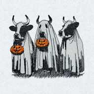Spooky Cows With Pumpkin