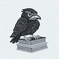 Angry Raven With Books 