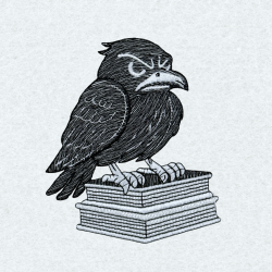 Angry Raven With Books 