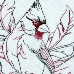 Autumn Feather Cardinal Line Art