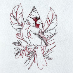 Autumn Feather Cardinal Line Art