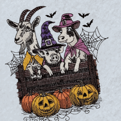 Spooky Farm Animals With Pumpkins