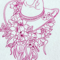 Floral Cowboy Hat Line Art