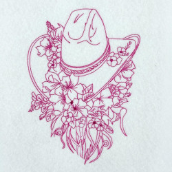 Floral Cowboy Hat Line Art