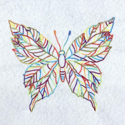 Fall Leaf Butterfly Line Art