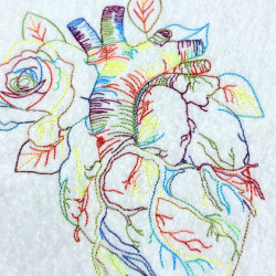 Anatomical Floral Heart Line Art