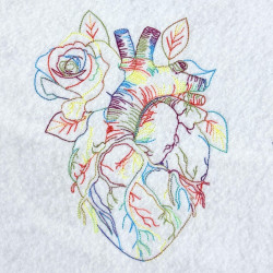 Anatomical Floral Heart Line Art