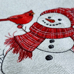 Snowman With Cardinal Winter Scene
