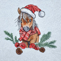 Christmas Pony With Santa Hat