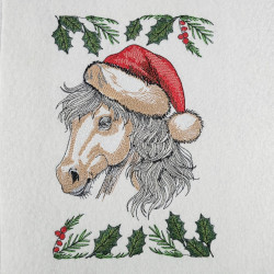 Christmas Horse Head With Holly And Berries