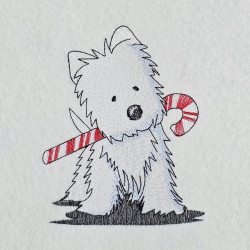 Terrier With Candy Cane