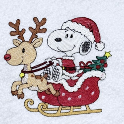 Nosey Dog On Sleigh With Reindeer