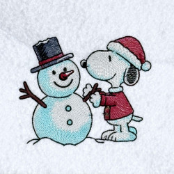 Nosey Dog Building Snowman