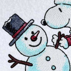 Nosey Dog Building Snowman