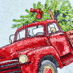 Red Truck With Christmas Tree