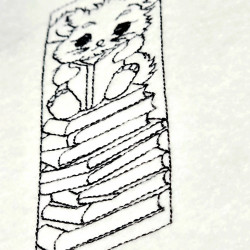Cat On The Books Line Art