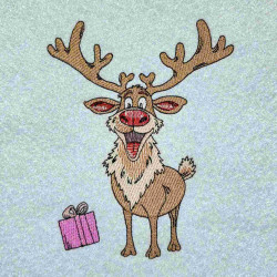 Happy Reindeer With Christmas Gift