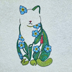 Blue Blossom Floral Cat