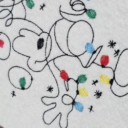 Mouse Tangled In Christmas Lights Line Art