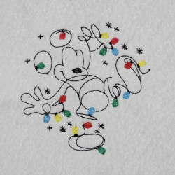 Mouse Tangled In Christmas Lights Line Art