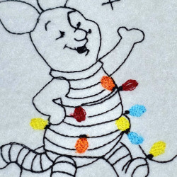 Piglet With Christmas Lights Line Art