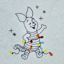 Piglet With Christmas Lights Line Art