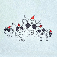 All Farm Christmas Animals Line Art
