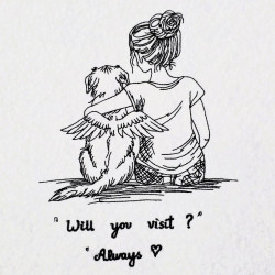 Always Visit Angel Dog Line Art
