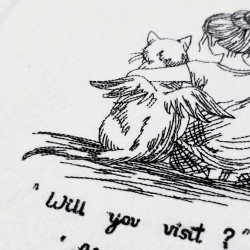 Always Visit Angel Cat Line Art