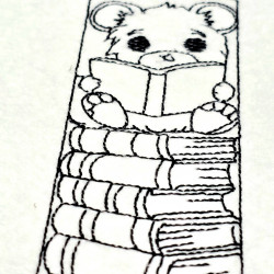 Teddy Bear Reading Book Line Art