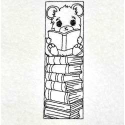 Teddy Bear Reading Book Line Art