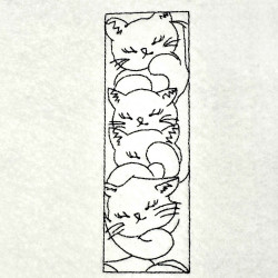 Sleepy Stacked Cats Line Art