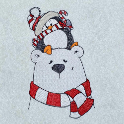 Cozy Winter Bear With Penguin Friend