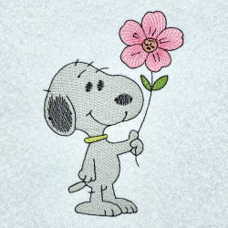 Nosey Dog Holding A Flower
