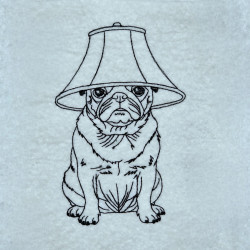 Pug Dog Lamp On Head Line Art