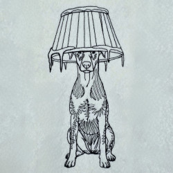 Doberman Lamp On Head Line Art